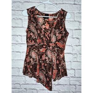 Vtg Y2K JTB Paisley Micro Pleat Top S Asymmetrical Hem Whimsigoth Fairycore